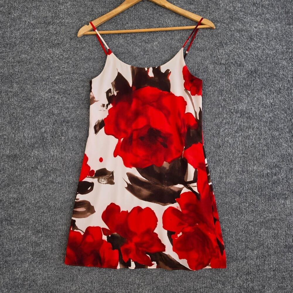 Alice + Olivia Dress Small Russell Silk Floral Slip Mini Red Romantic Feminine